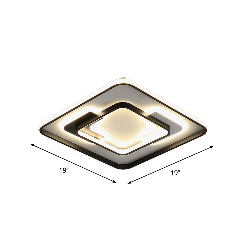 Black Super Thin Flush Mount Lighting Modern Acrylic Round/Square/Rectangle LED Ceiling Lamp in Warm/White Light Clearhalo 'Ceiling Lights' 'Close To Ceiling Lights' 'Close to ceiling' 'Flush mount' Lighting' 1934841