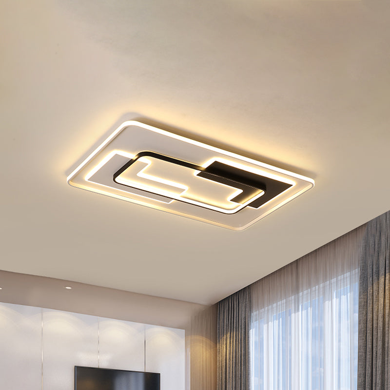 Black Super Thin Flush Mount Lighting Modern Acrylic Round/Square/Rectangle LED Ceiling Lamp in Warm/White Light Clearhalo 'Ceiling Lights' 'Close To Ceiling Lights' 'Close to ceiling' 'Flush mount' Lighting' 1934844