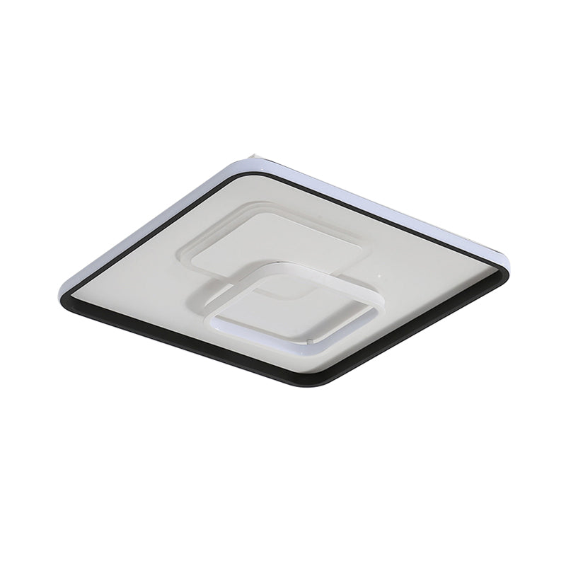 Round/Square/Rectangular LED Flush Light Modernism Aluminum Black Ceiling Mount Lighting in Warm/White Light for Bedroom Clearhalo 'Ceiling Lights' 'Close To Ceiling Lights' 'Close to ceiling' 'Flush mount' Lighting' 1934860