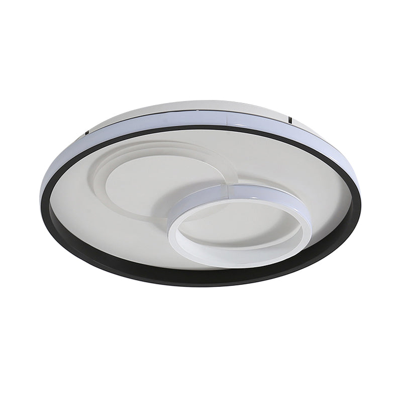 Round/Square/Rectangular LED Flush Light Modernism Aluminum Black Ceiling Mount Lighting in Warm/White Light for Bedroom Clearhalo 'Ceiling Lights' 'Close To Ceiling Lights' 'Close to ceiling' 'Flush mount' Lighting' 1934865