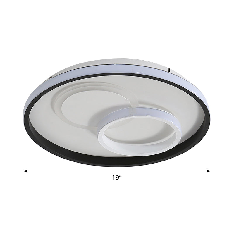 Round/Square/Rectangular LED Flush Light Modernism Aluminum Black Ceiling Mount Lighting in Warm/White Light for Bedroom Clearhalo 'Ceiling Lights' 'Close To Ceiling Lights' 'Close to ceiling' 'Flush mount' Lighting' 1934867