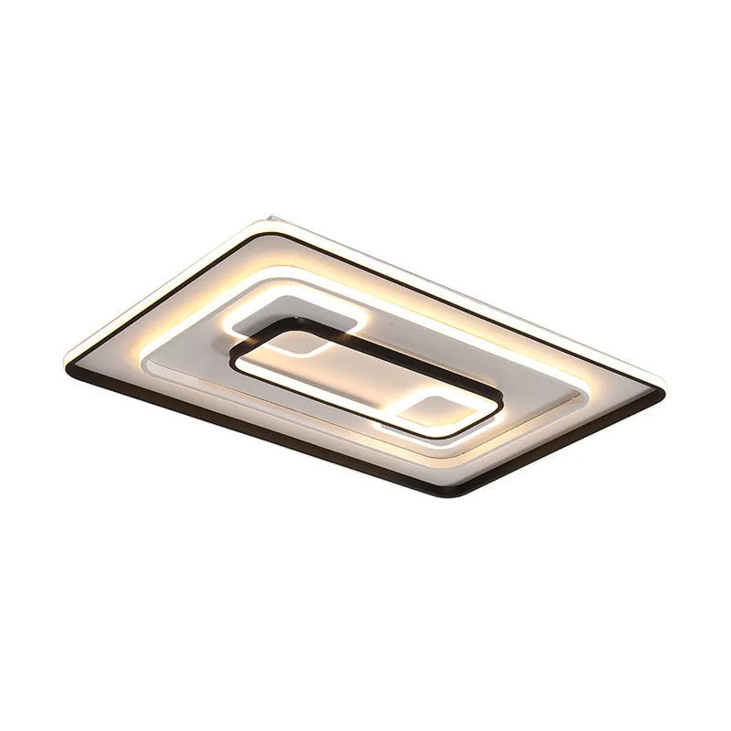 Round/Square/Rectangular LED Flush Light Modernism Aluminum Black Ceiling Mount Lighting in Warm/White Light for Bedroom Clearhalo 'Ceiling Lights' 'Close To Ceiling Lights' 'Close to ceiling' 'Flush mount' Lighting' 1934871