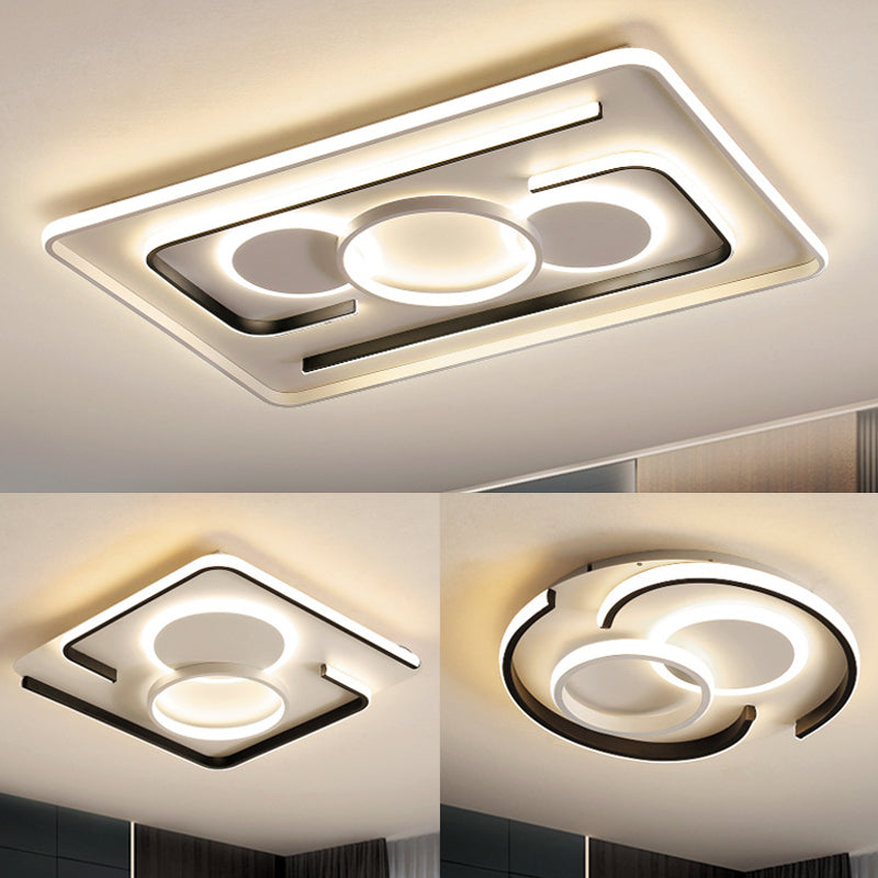 Black Round/Square/Rectangle Ceiling Flush Contemporary Metal LED Flushmount Lighting in Warm/White Light Clearhalo 'Ceiling Lights' 'Close To Ceiling Lights' 'Close to ceiling' 'Flush mount' Lighting' 1934873