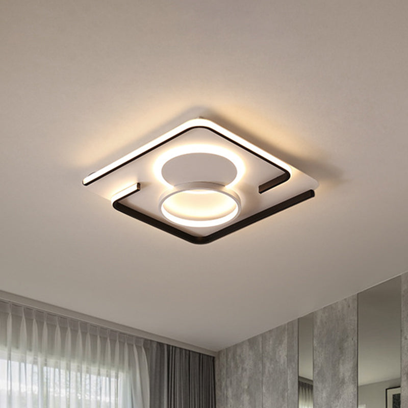 Black Round/Square/Rectangle Ceiling Flush Contemporary Metal LED Flushmount Lighting in Warm/White Light Clearhalo 'Ceiling Lights' 'Close To Ceiling Lights' 'Close to ceiling' 'Flush mount' Lighting' 1934875