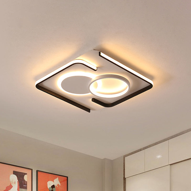 Black Round/Square/Rectangle Ceiling Flush Contemporary Metal LED Flushmount Lighting in Warm/White Light Clearhalo 'Ceiling Lights' 'Close To Ceiling Lights' 'Close to ceiling' 'Flush mount' Lighting' 1934876