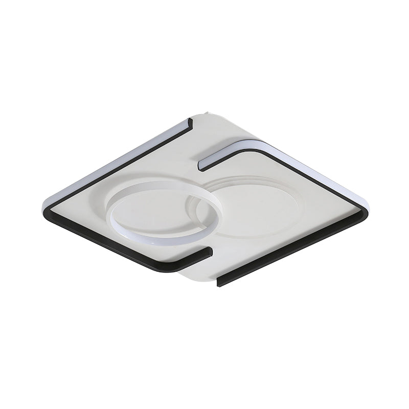 Black Round/Square/Rectangle Ceiling Flush Contemporary Metal LED Flushmount Lighting in Warm/White Light Clearhalo 'Ceiling Lights' 'Close To Ceiling Lights' 'Close to ceiling' 'Flush mount' Lighting' 1934877