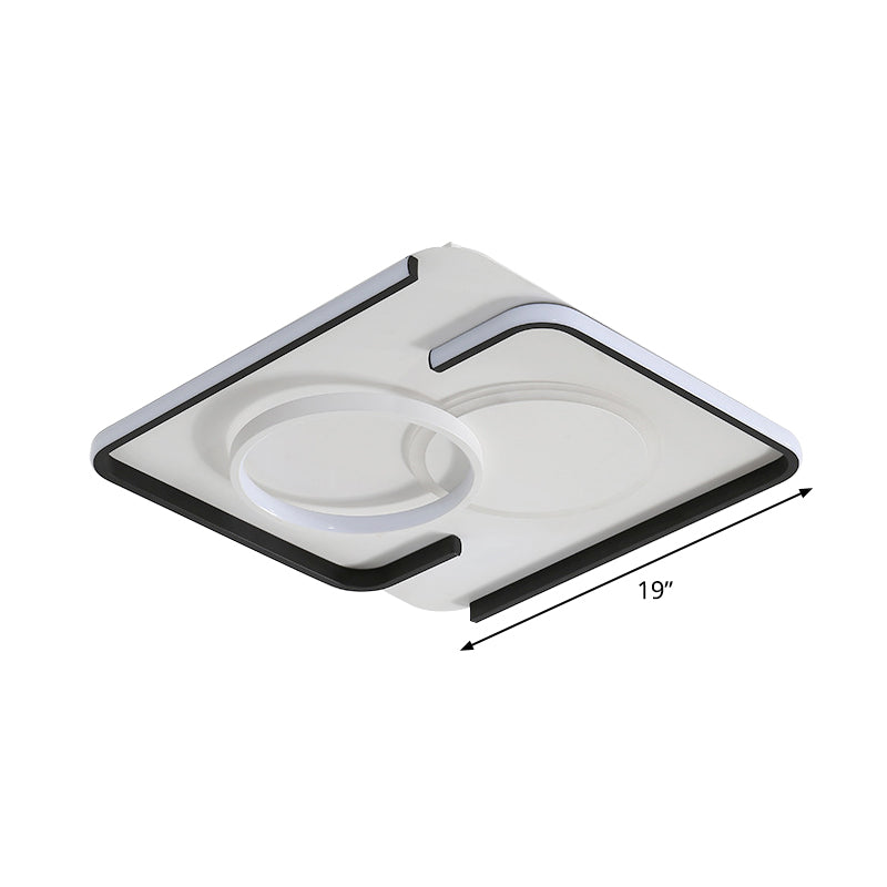 Black Round/Square/Rectangle Ceiling Flush Contemporary Metal LED Flushmount Lighting in Warm/White Light Clearhalo 'Ceiling Lights' 'Close To Ceiling Lights' 'Close to ceiling' 'Flush mount' Lighting' 1934878