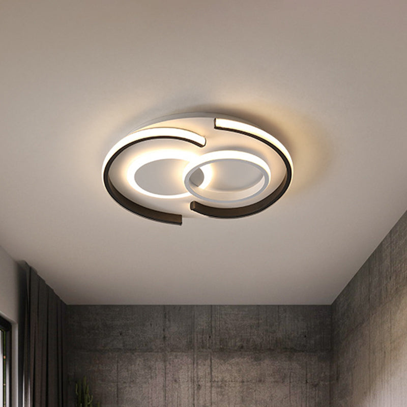 Black Round/Square/Rectangle Ceiling Flush Contemporary Metal LED Flushmount Lighting in Warm/White Light Clearhalo 'Ceiling Lights' 'Close To Ceiling Lights' 'Close to ceiling' 'Flush mount' Lighting' 1934880