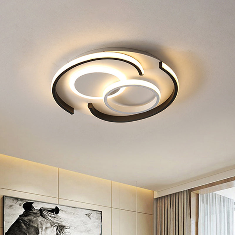 Black Round/Square/Rectangle Ceiling Flush Contemporary Metal LED Flushmount Lighting in Warm/White Light Clearhalo 'Ceiling Lights' 'Close To Ceiling Lights' 'Close to ceiling' 'Flush mount' Lighting' 1934881