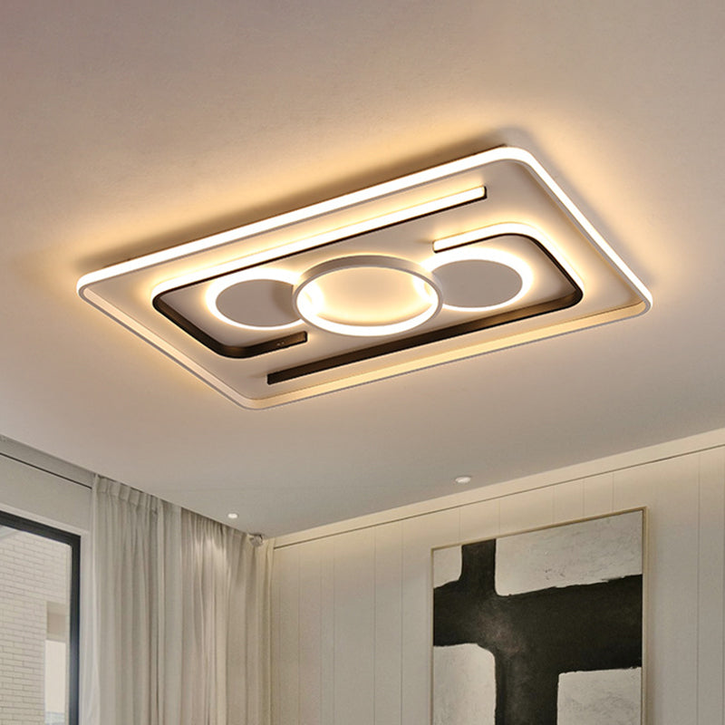 Black Round/Square/Rectangle Ceiling Flush Contemporary Metal LED Flushmount Lighting in Warm/White Light Clearhalo 'Ceiling Lights' 'Close To Ceiling Lights' 'Close to ceiling' 'Flush mount' Lighting' 1934885