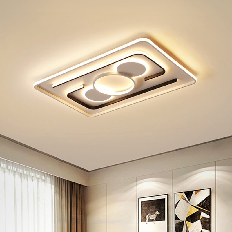 Black Round/Square/Rectangle Ceiling Flush Contemporary Metal LED Flushmount Lighting in Warm/White Light Clearhalo 'Ceiling Lights' 'Close To Ceiling Lights' 'Close to ceiling' 'Flush mount' Lighting' 1934886
