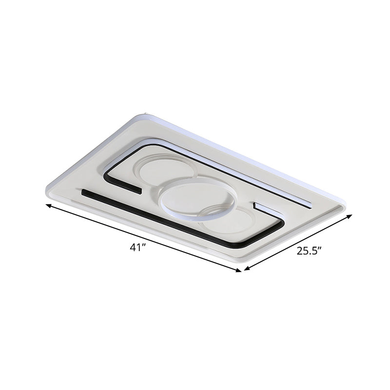Black Round/Square/Rectangle Ceiling Flush Contemporary Metal LED Flushmount Lighting in Warm/White Light Clearhalo 'Ceiling Lights' 'Close To Ceiling Lights' 'Close to ceiling' 'Flush mount' Lighting' 1934888