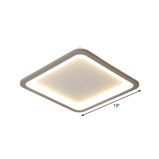 Extra Thin Square Bedroom Flush Mount Acrylic 14.5"/19"/23.5" W LED Nordic Flush Ceiling Lamp in Grey, Warm/White Light Clearhalo 'Ceiling Lights' 'Close To Ceiling Lights' 'Close to ceiling' 'Flush mount' Lighting' 1934894