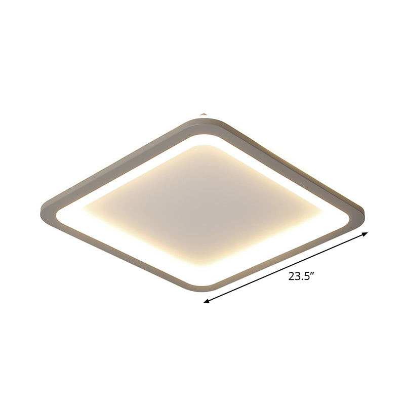 Extra Thin Square Bedroom Flush Mount Acrylic 14.5"/19"/23.5" W LED Nordic Flush Ceiling Lamp in Grey, Warm/White Light Clearhalo 'Ceiling Lights' 'Close To Ceiling Lights' 'Close to ceiling' 'Flush mount' Lighting' 1934895