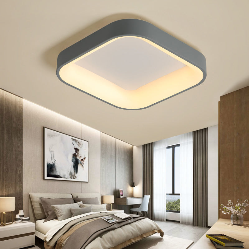 Grey/White Square Shell Flush Mount Nordic 18"/23.5" Wide LED Metal Ceiling Lighting in Warm/White Light for Bedroom Grey Clearhalo 'Ceiling Lights' 'Close To Ceiling Lights' 'Close to ceiling' 'Flush mount' Lighting' 1934896