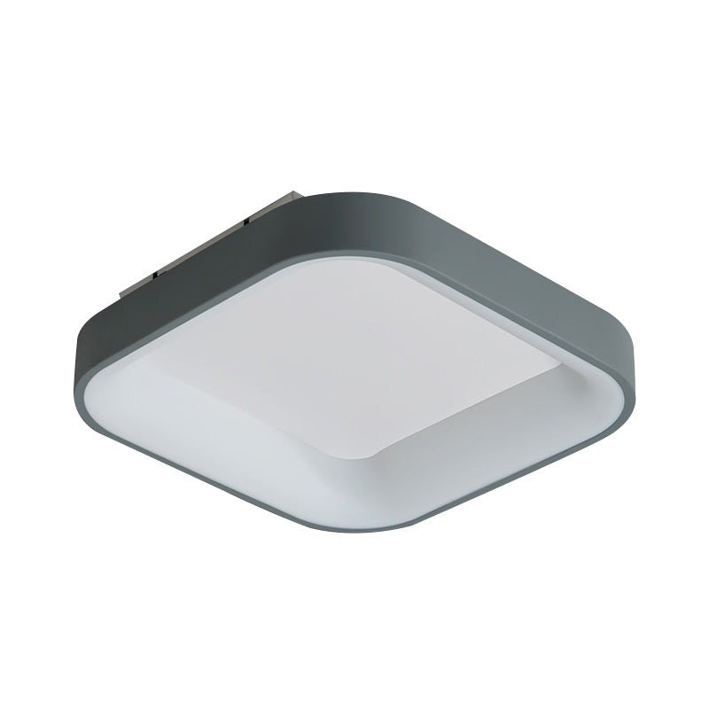 Grey/White Square Shell Flush Mount Nordic 18"/23.5" Wide LED Metal Ceiling Lighting in Warm/White Light for Bedroom Clearhalo 'Ceiling Lights' 'Close To Ceiling Lights' 'Close to ceiling' 'Flush mount' Lighting' 1934899