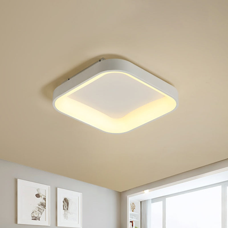Grey/White Square Shell Flush Mount Nordic 18"/23.5" Wide LED Metal Ceiling Lighting in Warm/White Light for Bedroom Clearhalo 'Ceiling Lights' 'Close To Ceiling Lights' 'Close to ceiling' 'Flush mount' Lighting' 1934903