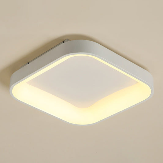 Grey/White Square Shell Flush Mount Nordic 18"/23.5" Wide LED Metal Ceiling Lighting in Warm/White Light for Bedroom Clearhalo 'Ceiling Lights' 'Close To Ceiling Lights' 'Close to ceiling' 'Flush mount' Lighting' 1934905