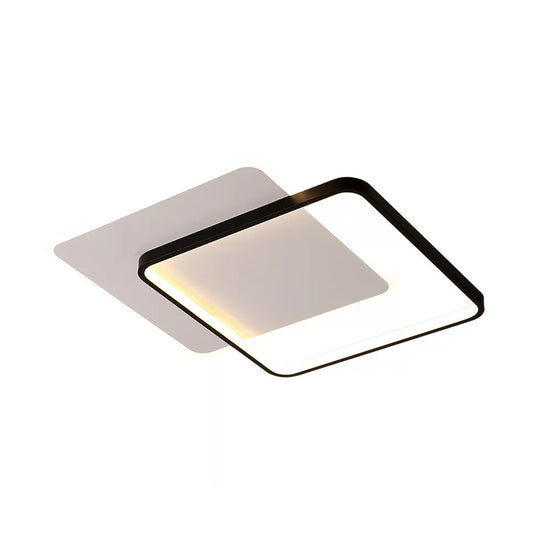 Minimalism Doubled-Square/Round Flushmount Acrylic LED Bedroom Flush Ceiling Light in Black, Warm/White Light Clearhalo 'Ceiling Lights' 'Close To Ceiling Lights' 'Close to ceiling' 'Flush mount' Lighting' 1934909