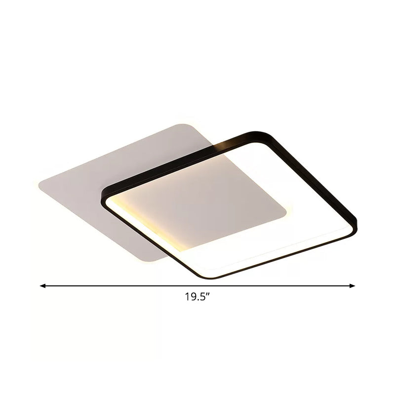 Minimalism Doubled-Square/Round Flushmount Acrylic LED Bedroom Flush Ceiling Light in Black, Warm/White Light Clearhalo 'Ceiling Lights' 'Close To Ceiling Lights' 'Close to ceiling' 'Flush mount' Lighting' 1934910