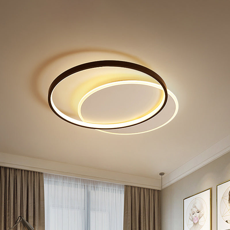 Minimalism Doubled-Square/Round Flushmount Acrylic LED Bedroom Flush Ceiling Light in Black, Warm/White Light Clearhalo 'Ceiling Lights' 'Close To Ceiling Lights' 'Close to ceiling' 'Flush mount' Lighting' 1934912