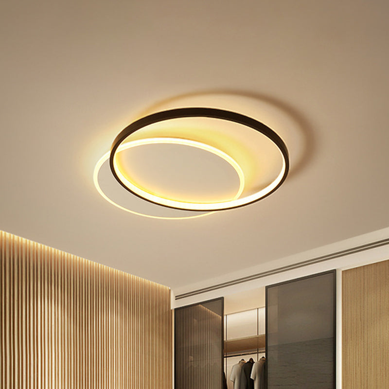 Minimalism Doubled-Square/Round Flushmount Acrylic LED Bedroom Flush Ceiling Light in Black, Warm/White Light Clearhalo 'Ceiling Lights' 'Close To Ceiling Lights' 'Close to ceiling' 'Flush mount' Lighting' 1934913