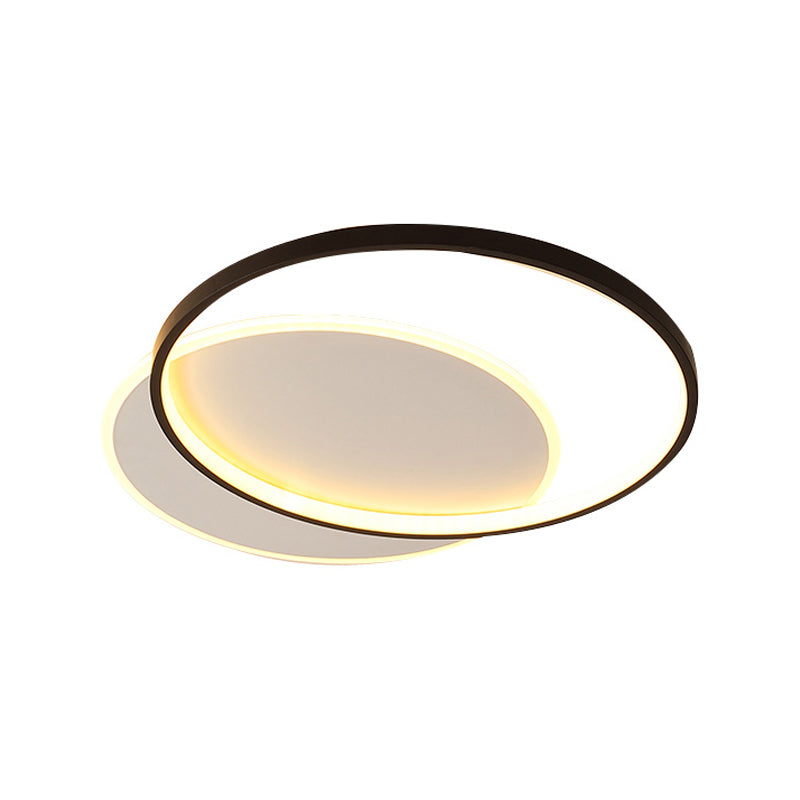 Minimalism Doubled-Square/Round Flushmount Acrylic LED Bedroom Flush Ceiling Light in Black, Warm/White Light Clearhalo 'Ceiling Lights' 'Close To Ceiling Lights' 'Close to ceiling' 'Flush mount' Lighting' 1934914