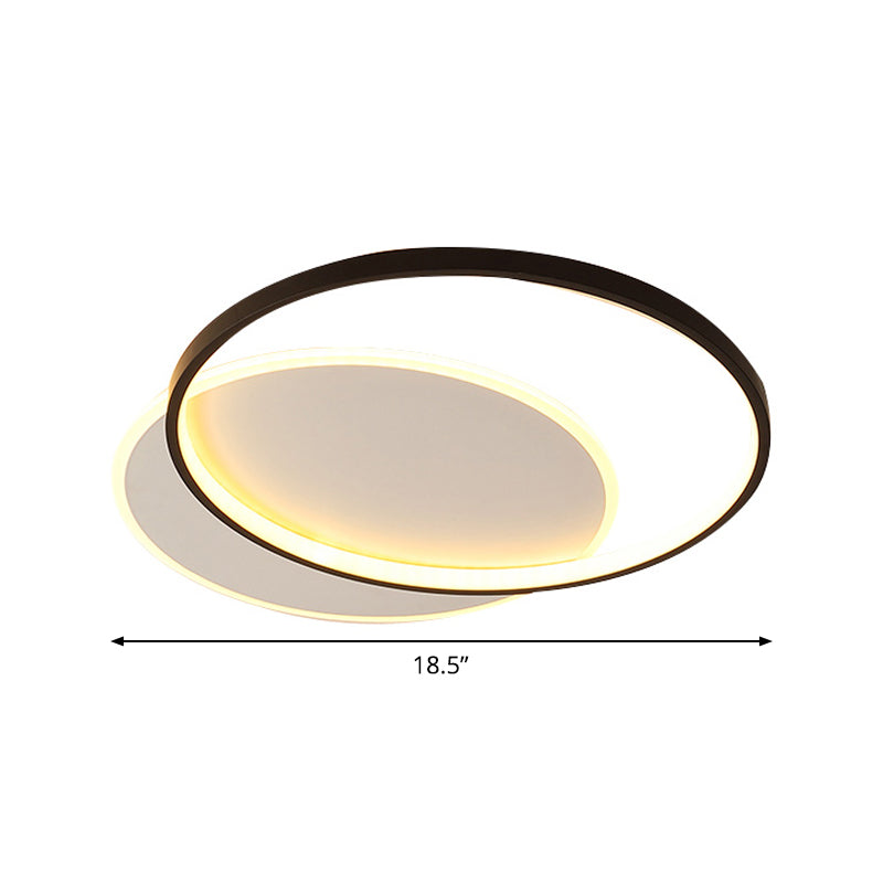 Minimalism Doubled-Square/Round Flushmount Acrylic LED Bedroom Flush Ceiling Light in Black, Warm/White Light Clearhalo 'Ceiling Lights' 'Close To Ceiling Lights' 'Close to ceiling' 'Flush mount' Lighting' 1934915