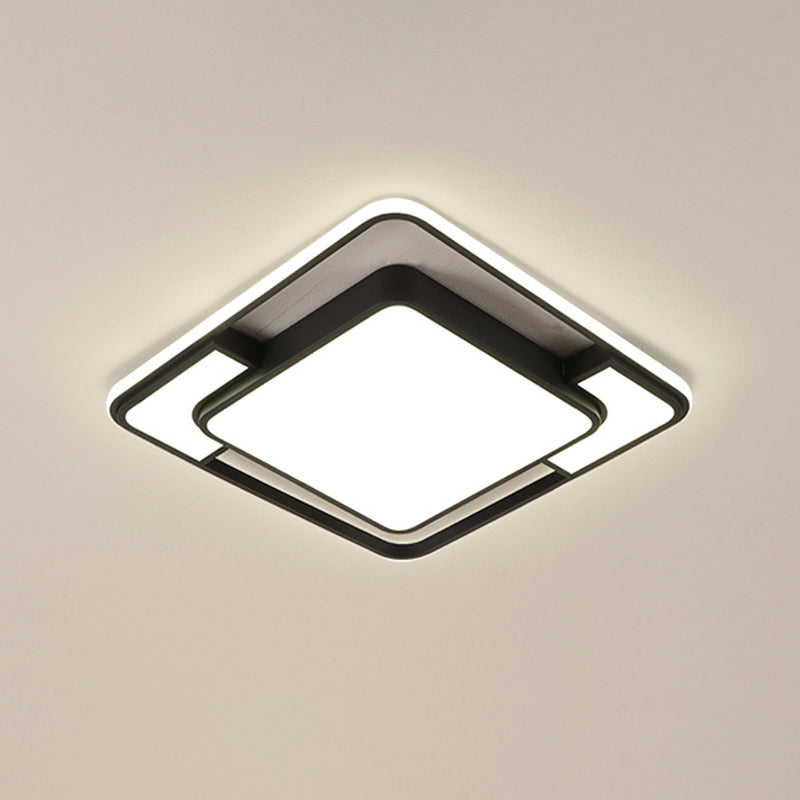 Square/Round/Rectangle Acrylic Ceiling Flush Nordic Black LED Flush Mount Recessed Lighting in White/3 Color Light Clearhalo 'Ceiling Lights' 'Close To Ceiling Lights' 'Close to ceiling' 'Flush mount' Lighting' 1934918