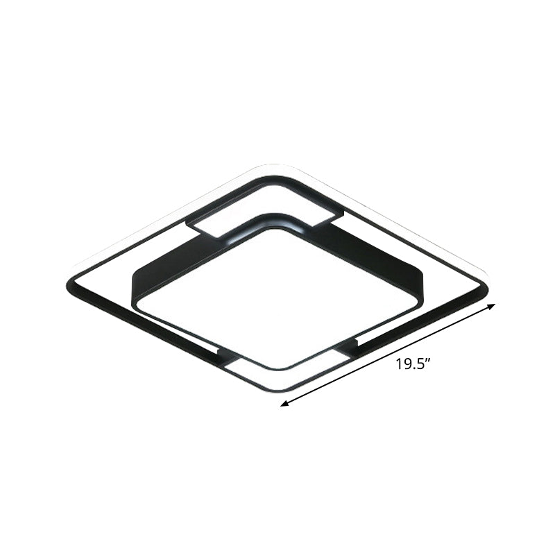 Square/Round/Rectangle Acrylic Ceiling Flush Nordic Black LED Flush Mount Recessed Lighting in White/3 Color Light Clearhalo 'Ceiling Lights' 'Close To Ceiling Lights' 'Close to ceiling' 'Flush mount' Lighting' 1934919