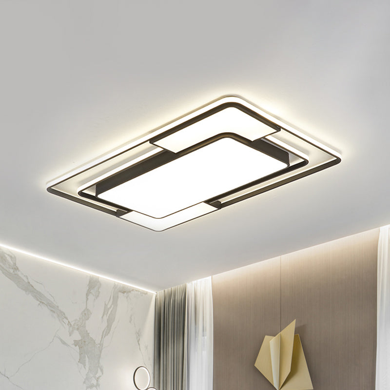 Square/Round/Rectangle Acrylic Ceiling Flush Nordic Black LED Flush Mount Recessed Lighting in White/3 Color Light Clearhalo 'Ceiling Lights' 'Close To Ceiling Lights' 'Close to ceiling' 'Flush mount' Lighting' 1934925