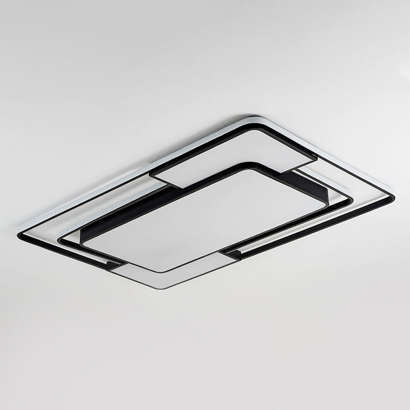 Square/Round/Rectangle Acrylic Ceiling Flush Nordic Black LED Flush Mount Recessed Lighting in White/3 Color Light Clearhalo 'Ceiling Lights' 'Close To Ceiling Lights' 'Close to ceiling' 'Flush mount' Lighting' 1934927