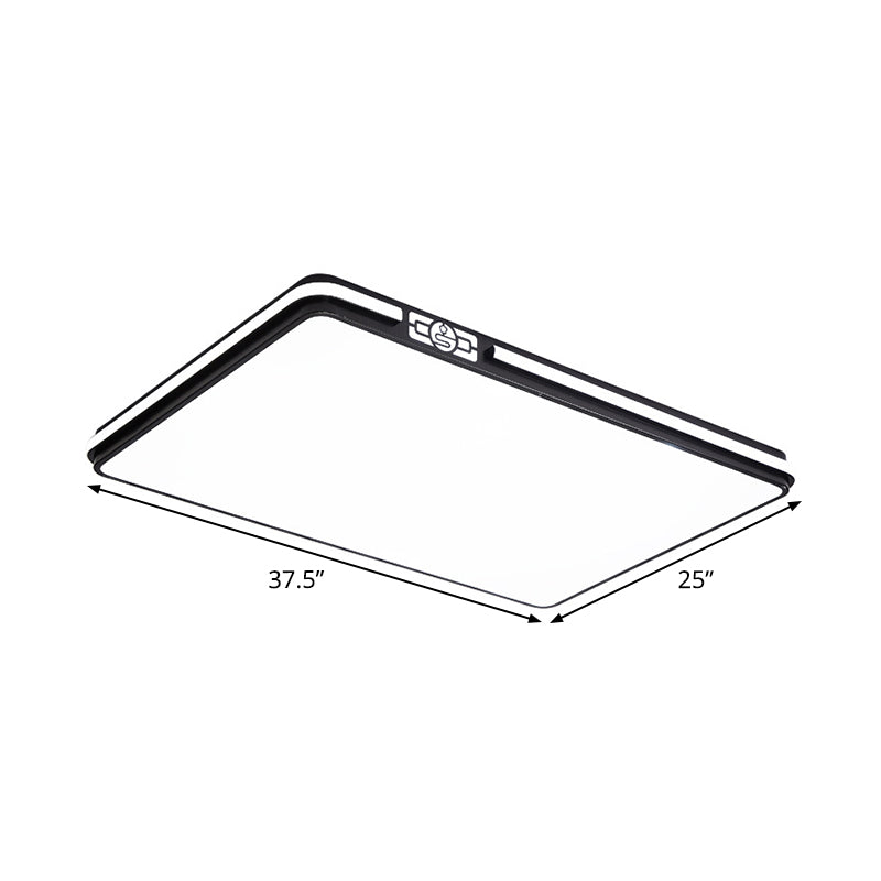 Dining Room LED Flush Light Fixture Minimal Black Ceiling Mount Lamp with Rectangular/Round/Square Acrylic Shade, White/3 Color Light Clearhalo 'Ceiling Lights' 'Close To Ceiling Lights' 'Close to ceiling' 'Flush mount' Lighting' 1934933