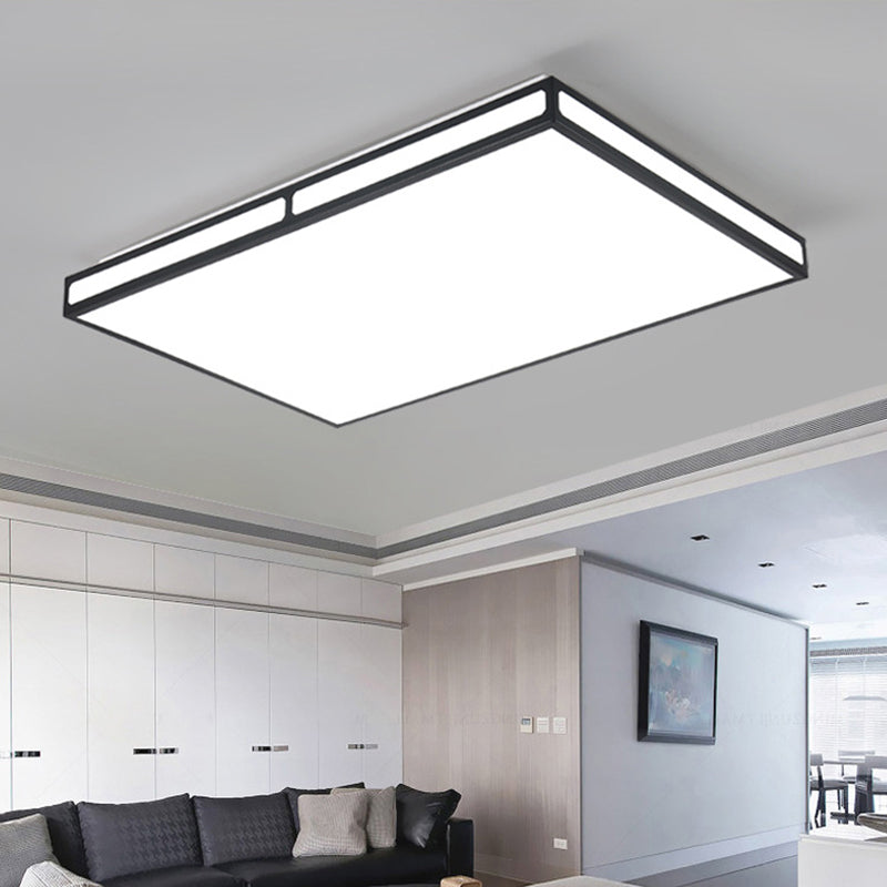 Black Square/Rectangle LED Flush Light Minimalistic Acrylic Close to Ceiling Lamp for Living Room Black Rectangle Clearhalo 'Ceiling Lights' 'Close To Ceiling Lights' 'Close to ceiling' 'Flush mount' Lighting' 1934942