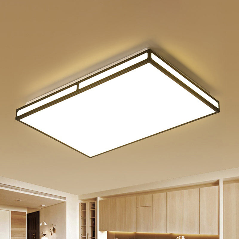 Black Square/Rectangle LED Flush Light Minimalistic Acrylic Close to Ceiling Lamp for Living Room Clearhalo 'Ceiling Lights' 'Close To Ceiling Lights' 'Close to ceiling' 'Flush mount' Lighting' 1934943