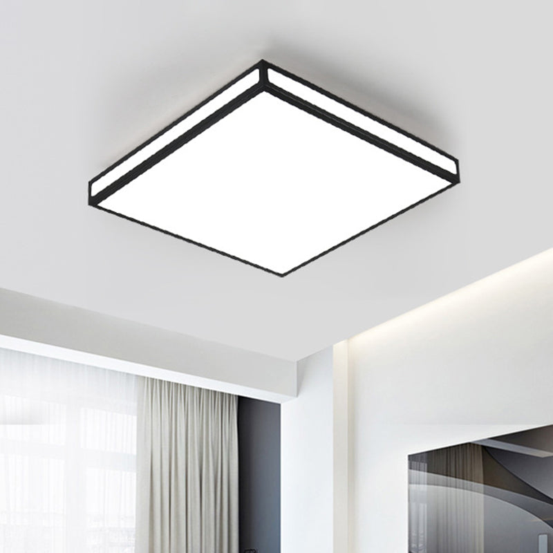 Black Square/Rectangle LED Flush Light Minimalistic Acrylic Close to Ceiling Lamp for Living Room Black Square Clearhalo 'Ceiling Lights' 'Close To Ceiling Lights' 'Close to ceiling' 'Flush mount' Lighting' 1934947