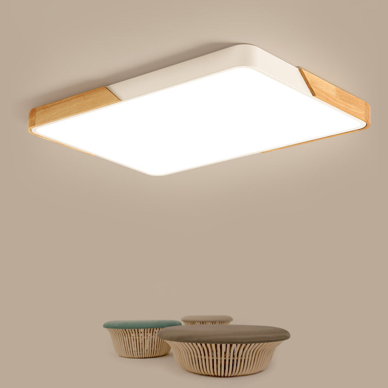 Splicing Square/Rectangle LED Flush Light Nordic Acrylic Wood-White Ceiling Mount Lamp in Warm/White Light White Rectangle Clearhalo 'Ceiling Lights' 'Close To Ceiling Lights' 'Close to ceiling' 'Flush mount' Lighting' 1934998
