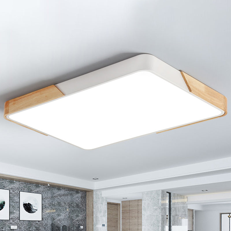 Splicing Square/Rectangle LED Flush Light Nordic Acrylic Wood-White Ceiling Mount Lamp in Warm/White Light Clearhalo 'Ceiling Lights' 'Close To Ceiling Lights' 'Close to ceiling' 'Flush mount' Lighting' 1934999