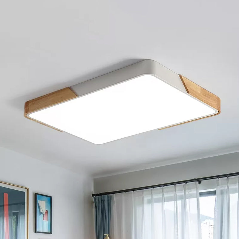 Splicing Square/Rectangle LED Flush Light Nordic Acrylic Wood-White Ceiling Mount Lamp in Warm/White Light Clearhalo 'Ceiling Lights' 'Close To Ceiling Lights' 'Close to ceiling' 'Flush mount' Lighting' 1935000