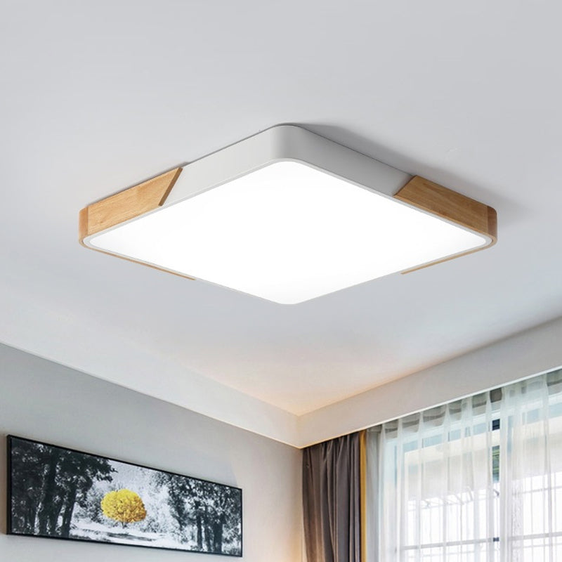 Splicing Square/Rectangle LED Flush Light Nordic Acrylic Wood-White Ceiling Mount Lamp in Warm/White Light Clearhalo 'Ceiling Lights' 'Close To Ceiling Lights' 'Close to ceiling' 'Flush mount' Lighting' 1935005