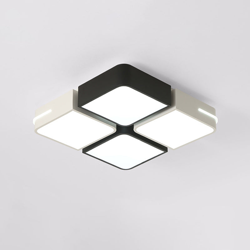 Square/Rectangle Acrylic Flush Mount Modernism Black-White LED Ceiling Lighting in White/3 Color Light Clearhalo 'Ceiling Lights' 'Close To Ceiling Lights' 'Close to ceiling' 'Flush mount' Lighting' 1935051