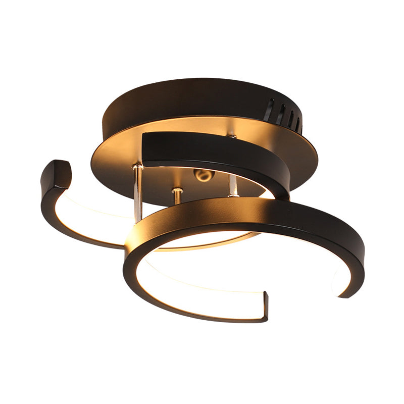 Round/Square/Moon Small Ceiling Lamp Modern Metal Black/White LED Semi Flush Mount Lighting for Corridor Clearhalo 'Ceiling Lights' 'Close To Ceiling Lights' 'Close to ceiling' 'Semi-flushmount' Lighting' 1935271