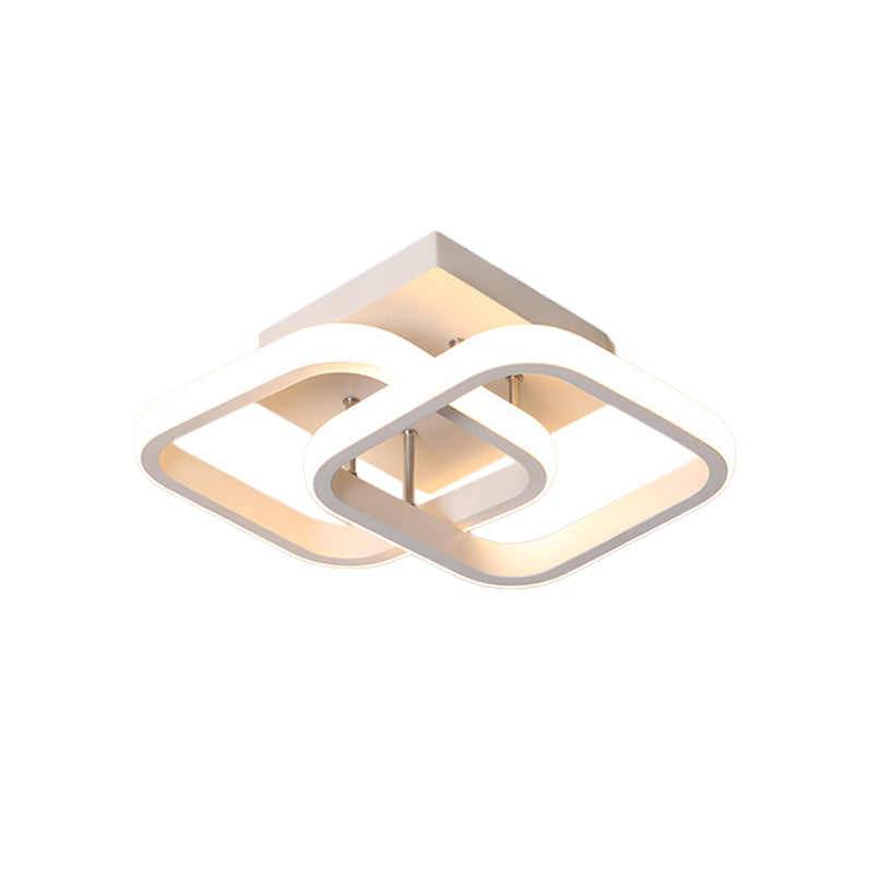 Round/Square/Moon Small Ceiling Lamp Modern Metal Black/White LED Semi Flush Mount Lighting for Corridor Clearhalo 'Ceiling Lights' 'Close To Ceiling Lights' 'Close to ceiling' 'Semi-flushmount' Lighting' 1935275