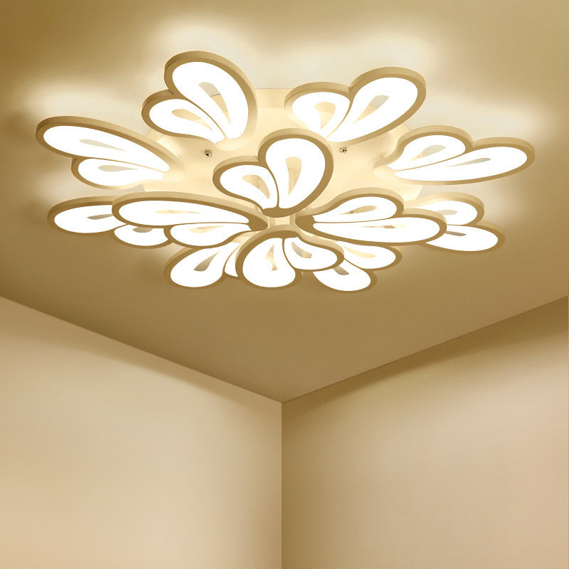 White Butterfly Wing Ceiling Flush Light Contemporary 3/5/12-Head Acrylic Flushmount in Warm/White Light for Hotel 12 White Clearhalo 'Ceiling Lights' 'Close To Ceiling Lights' 'Close to ceiling' 'Semi-flushmount' Lighting' 1935323