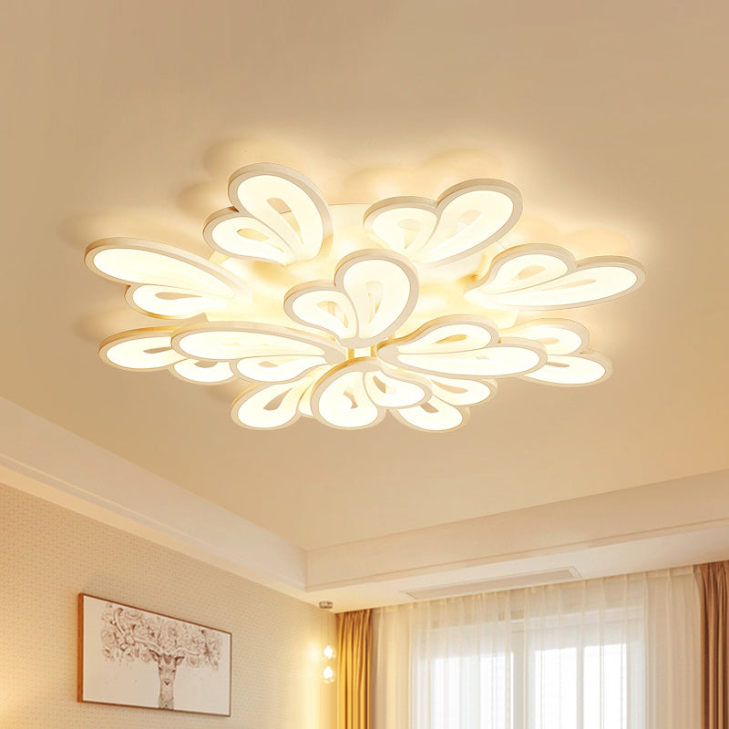 White Butterfly Wing Ceiling Flush Light Contemporary 3/5/12-Head Acrylic Flushmount in Warm/White Light for Hotel Clearhalo 'Ceiling Lights' 'Close To Ceiling Lights' 'Close to ceiling' 'Semi-flushmount' Lighting' 1935325