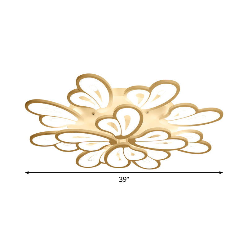 White Butterfly Wing Ceiling Flush Light Contemporary 3/5/12-Head Acrylic Flushmount in Warm/White Light for Hotel Clearhalo 'Ceiling Lights' 'Close To Ceiling Lights' 'Close to ceiling' 'Semi-flushmount' Lighting' 1935327