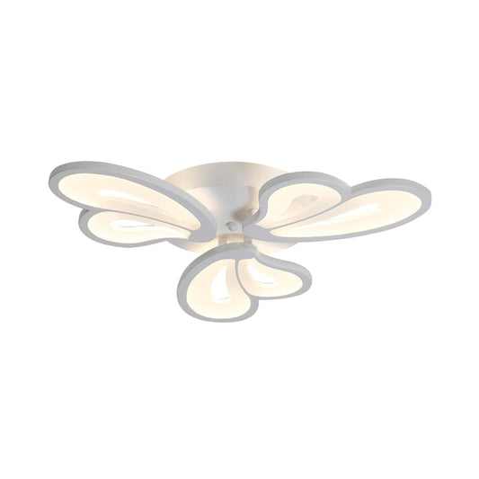 White Butterfly Wing Ceiling Flush Light Contemporary 3/5/12-Head Acrylic Flushmount in Warm/White Light for Hotel Clearhalo 'Ceiling Lights' 'Close To Ceiling Lights' 'Close to ceiling' 'Semi-flushmount' Lighting' 1935331