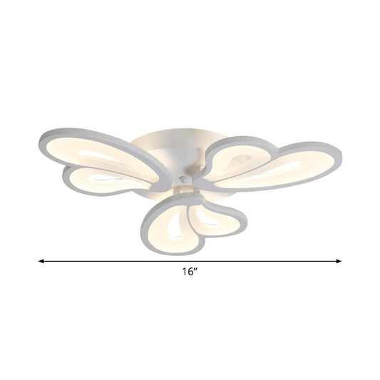 White Butterfly Wing Ceiling Flush Light Contemporary 3/5/12-Head Acrylic Flushmount in Warm/White Light for Hotel Clearhalo 'Ceiling Lights' 'Close To Ceiling Lights' 'Close to ceiling' 'Semi-flushmount' Lighting' 1935332