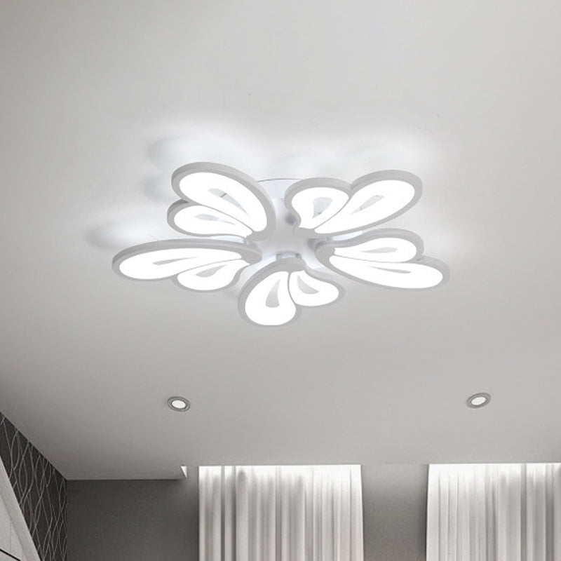 White Butterfly Wing Ceiling Flush Light Contemporary 3/5/12-Head Acrylic Flushmount in Warm/White Light for Hotel Clearhalo 'Ceiling Lights' 'Close To Ceiling Lights' 'Close to ceiling' 'Semi-flushmount' Lighting' 1935334