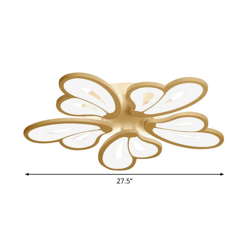 White Butterfly Wing Ceiling Flush Light Contemporary 3/5/12-Head Acrylic Flushmount in Warm/White Light for Hotel Clearhalo 'Ceiling Lights' 'Close To Ceiling Lights' 'Close to ceiling' 'Semi-flushmount' Lighting' 1935337
